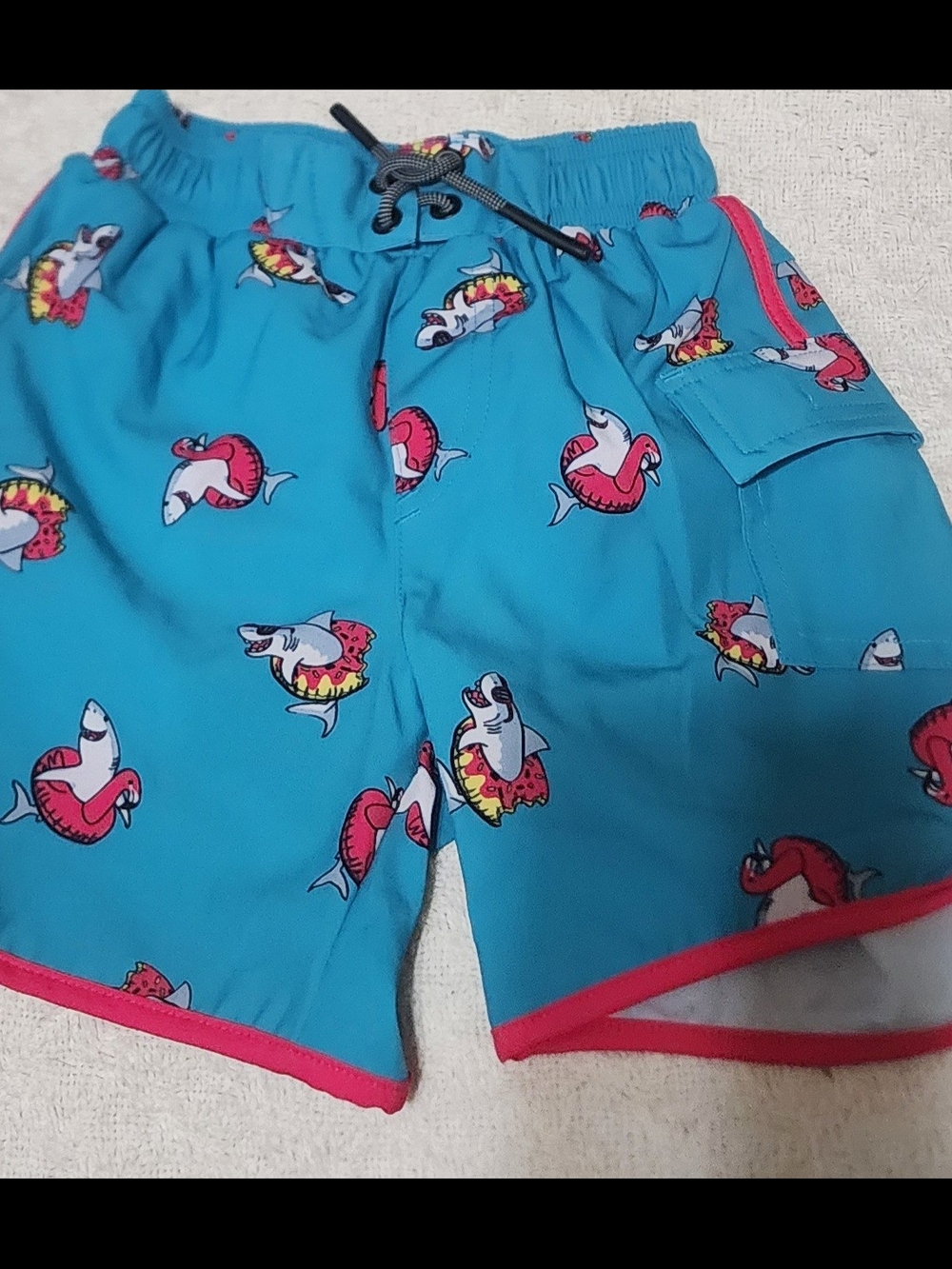 Sovereign Code Teal Swim Trunks with Shark Float Print